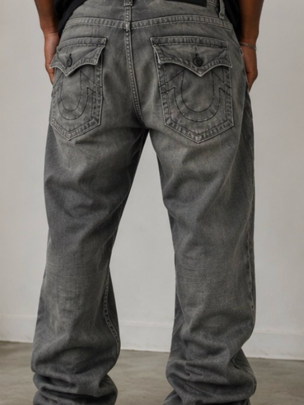 True Religion Men's Washed Gray Relaxed Jeans